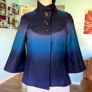 Liquid wool lightweight blue ombre cardigan blazer